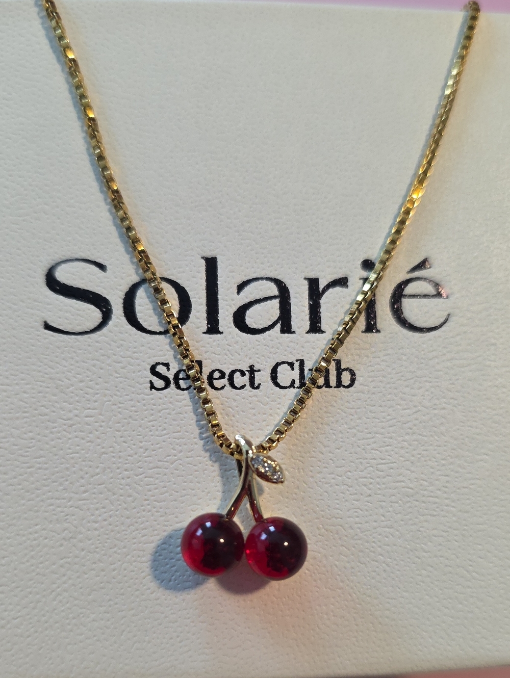 NIB Solarie Secret Club Luxe Cherry Necklace 18"